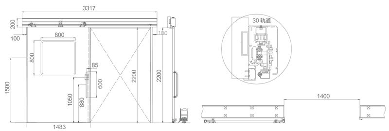 medical magnetic suspension hermetic automatic sliding steel door