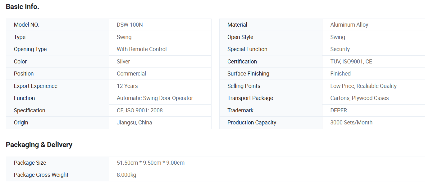 dsw 100n 100kg remote control electric automatic swing door opener for access exit automation